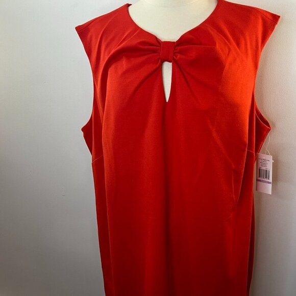 Sharagano Women's New Red Stretch Sleeveless Bow Dress - Size 22W - NWT - Picture 3 of 5